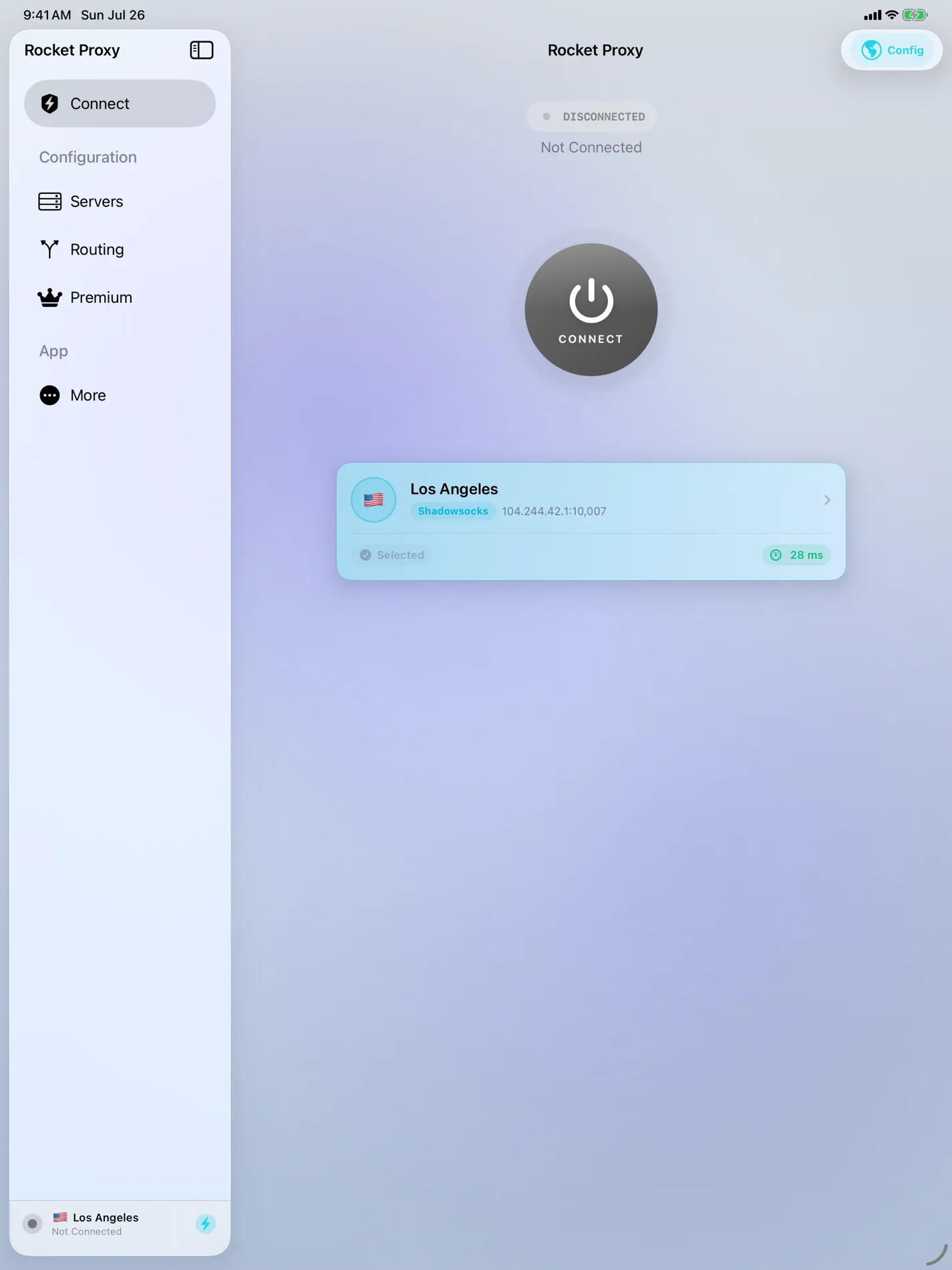 Rocket Proxy on iPad