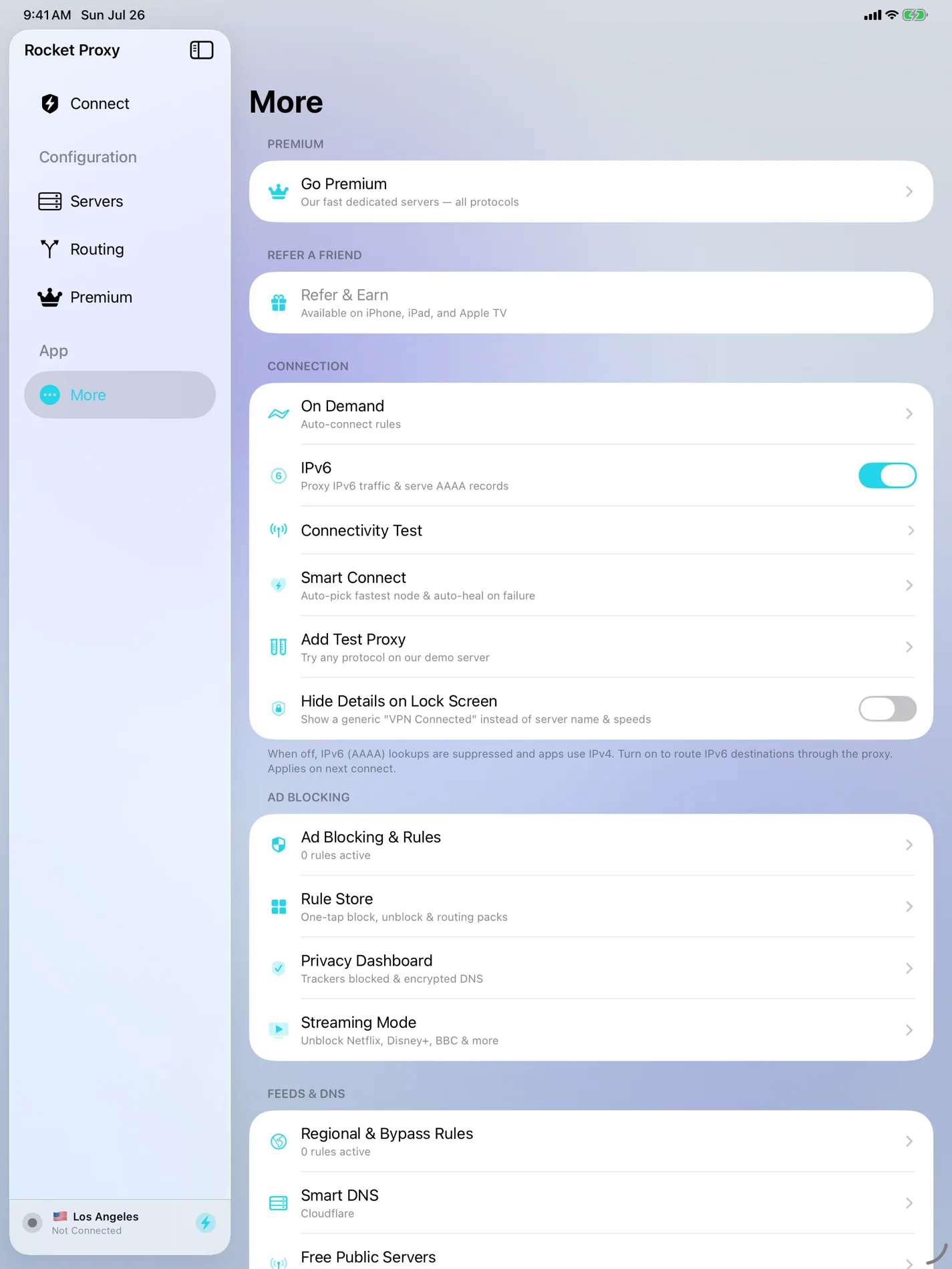 Rocket Proxy on iPad — More